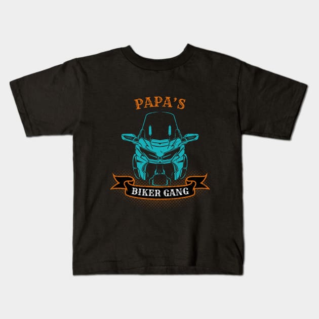 Papa's Biker Gang Father's Day Kids T-Shirt by DwiRetnoArt99